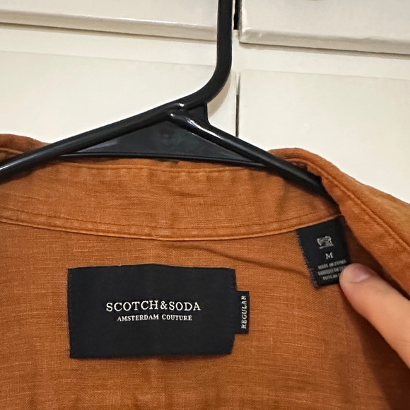 Scotch & Soda Amsterdam Couture Men’s Short Sleeve Linen Regular Shirt Brown M - Picture 4 of 8